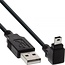 USB Mini B Winkelstecker auf USB-A Kabel - USB 2.0 - bis 1A / Schwarz - 3 Meter