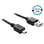 Mini USB auf Easy-USB-A Kabel - USB 2.0 - bis 2A / Schwarz - 0,50 m