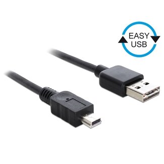 DeLOCK Mini-USB-auf Easy-USB-A Kabel - USB 2.0 - bis 2A / Schwarz - 5 Meter