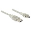 USB Mini B auf USB-A Kabel mit Ferritkern - USB 2.0 - bis 2A / transparent - 1 Meter