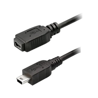 MaxTrack USB Mini B Verlängerungskabel - USB 2.0 / bis 1A / Schwarz - 1,2 m
