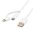 8-Pin Lightning & Micro USB zu USB-A Kombi-Kabel - USB 2.0 - 3A - Weiß - 1 Meter