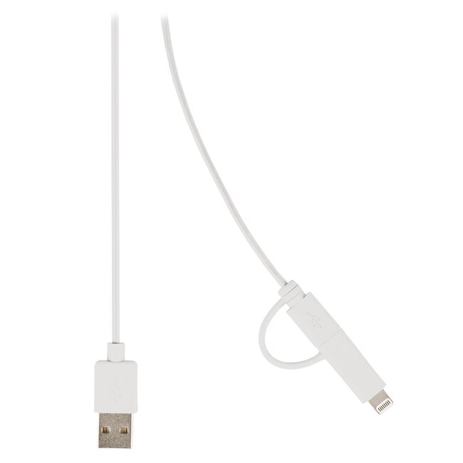 8-Pin Lightning & Micro USB zu USB-A Kombi-Kabel - USB 2.0 - 3A - Weiß - 1 Meter