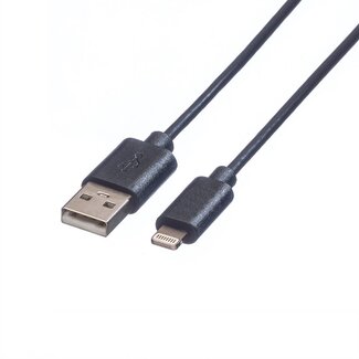 Value 8-poliges Lightning-auf-USB-A Kabel - USB 2.0 - bis 3A / Schwarz - 0,15 m