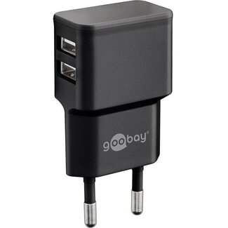 Goobay Goobay USB-Heimladegerät 2 Ports - rechtwinklig - 2,4A / schwarz