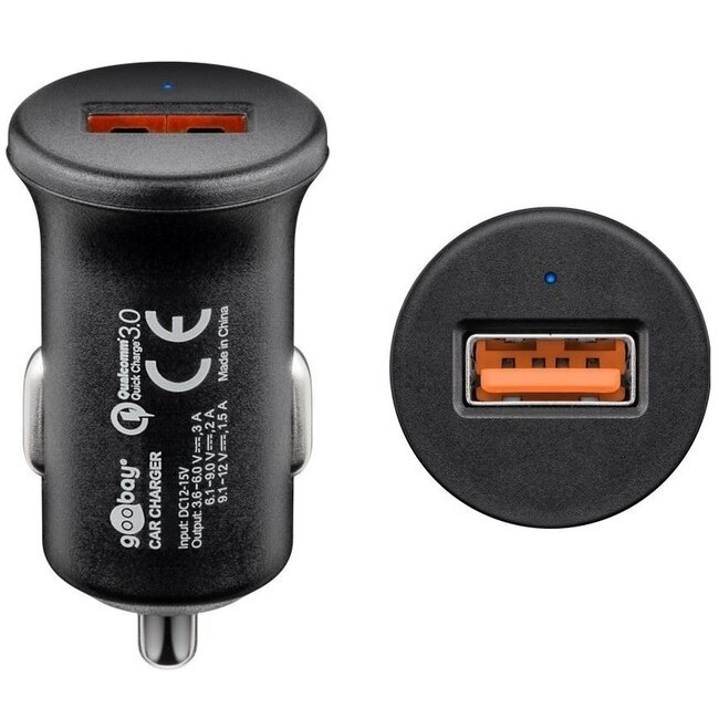 Goobay USB Auto-Ladegerät 1 Port - Quick Charge 3.0 - 3A / Schwarz