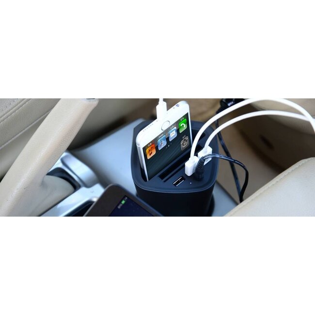 Orico 3-Port USB Auto-Ladegerät für Getränkehalter mit Kartenfach - Smart IC - 7,2A / Schwarz