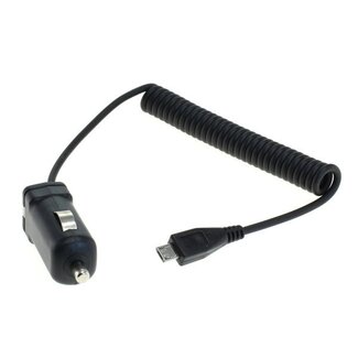 OTB USB Micro B Auto-Ladegerät mit festem Spiralkabel - 1A / Schwarz - 1 Meter