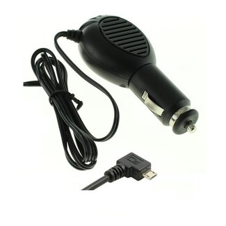 VHBW USB Micro B Auto-Ladegerät mit festem Kabel und rechtwinkligem Stecker - 1A / Schwarz - 1,1 m