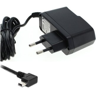 VHBW USB Mini B Heimladegerät mit festem Kabel und linkswinkligem Stecker - 1A / Schwarz - 1,2 m