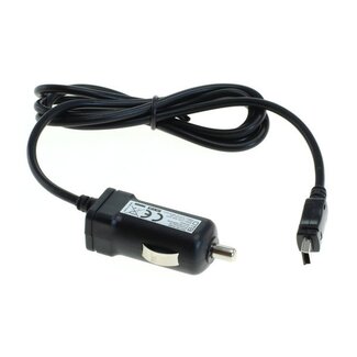 OTB USB Mini B Auto-Ladegerät mit festem Kabel - 2,4A / Schwarz - 1,1 Meter