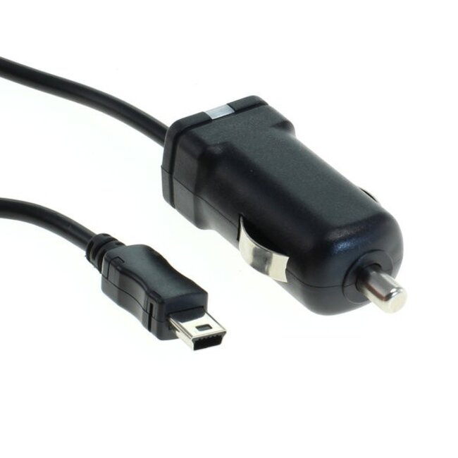 USB Mini B Auto-Ladegerät mit festem Kabel - 2,4A / Schwarz - 1,1 Meter