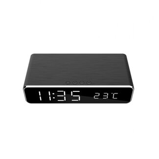 Gembird Digitale Wecker mit kabellosem Qi-Ladegerät - 1A / Schwarz