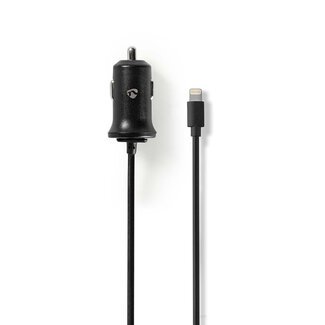 Nedis Nedis 8-Pin Lightning Auto-Ladegerät mit festem Kabel - 2,4A / Schwarz - 1 Meter