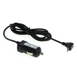 OTB USB Micro B Auto-Ladegerät mit festem Kabel und abgewinkeltem Stecker (nach unten) - 1A / Schwarz - 1 Meter