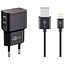 USB-A Heimladegerät mit 2 Ports und 8-Pin Lightning Kabel - Smart IC - 2,4A / Schwarz - 1 Meter