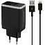 Mobiparts USB-A Heimladegerät 2 Ports mit 8-Pin Lightning Kabel 1m Smart IC 2,4A Schwarz