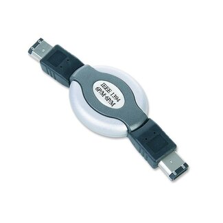 Gembird FireWire 400 ausziehbares Kabel mit 6-Pin auf 6-Pin Steckern, schwarz - 1 Meter