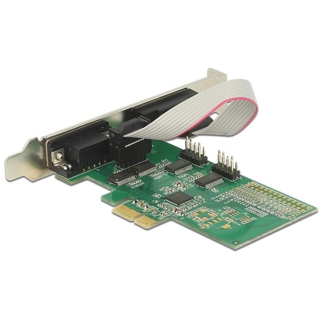 DeLOCK RS232 PCIe Karte mit 4x 9-poligen SUB-D Ports und Low Profile Halterungen