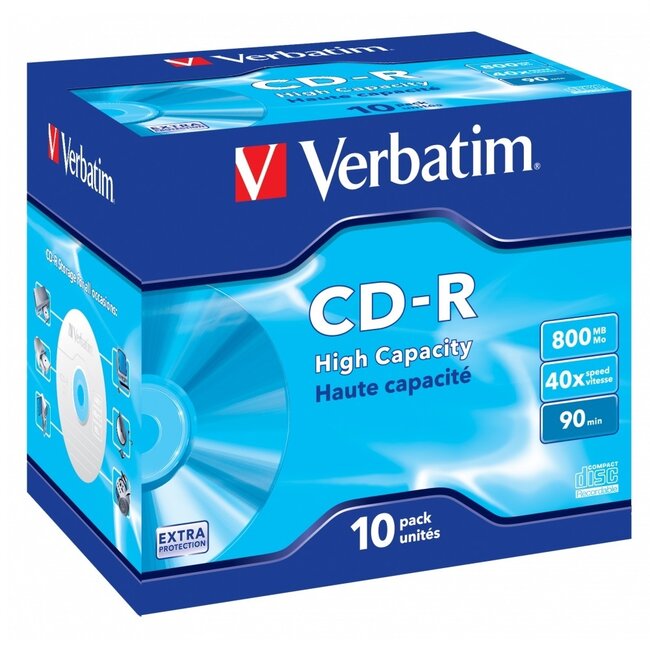 Verbatim CD-R 800 MB 90 Min 40x Jewel Case 10er Pack
