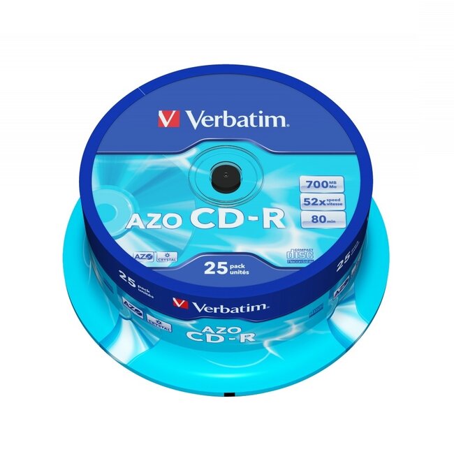 Verbatim CD-R AZO Crystal Disc Spindel - 52x - 700 MB / 80 Min. - 25 Stück