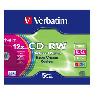 Verbatim Verbatim CD-RW Rohlinge im Slim Case - 12x - 700 MB / 80 Min. - 5 Stück