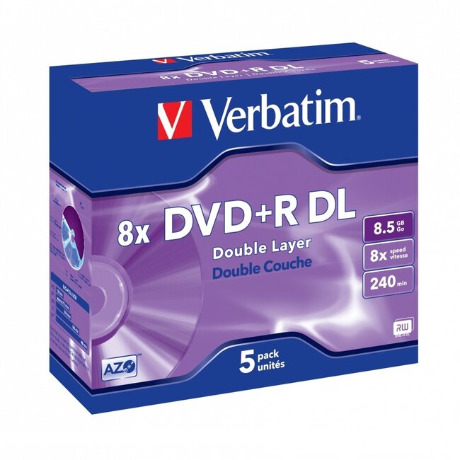 Verbatim DVD+R Dual Layer 8x 8,5GB Jewel Case 5 Stück