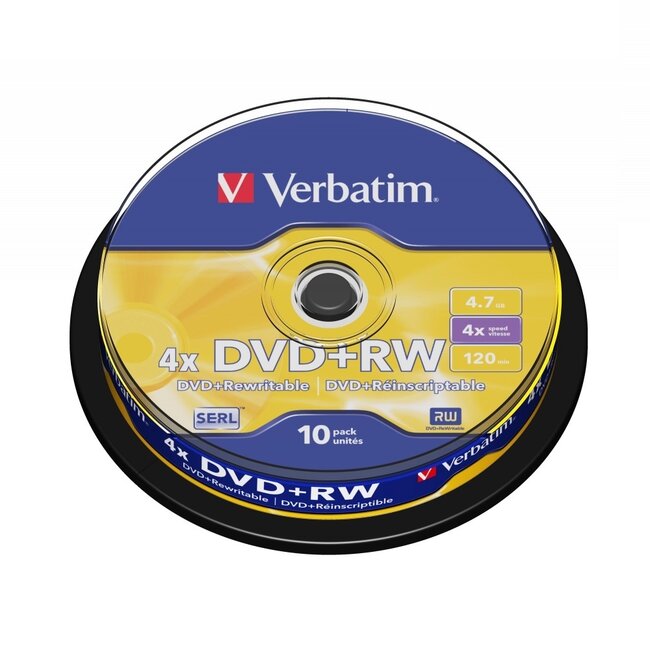 Verbatim DVD+RW Rohlinge auf Spindel - 4x - 4,7 GB / 10 Stück