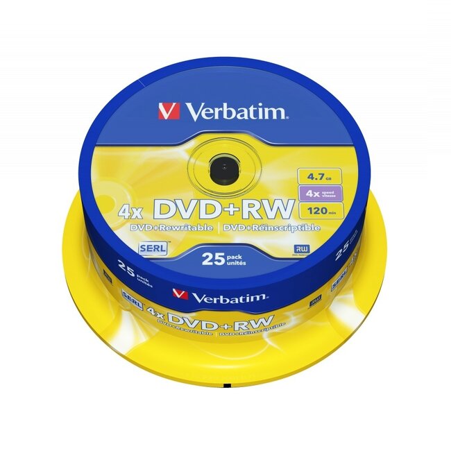 Verbatim DVD+RW Rohlinge Spindel - 4x - 4,7 GB / 25 Stück