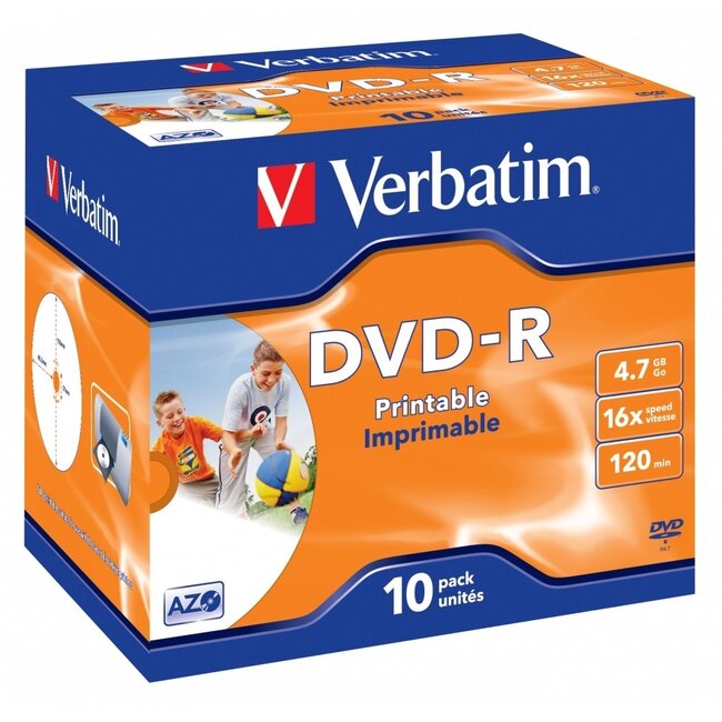 Verbatim DVD-R Wide Inkjet bedruckbar 16x - 4,7 GB - 10 Stück im Jewel Case