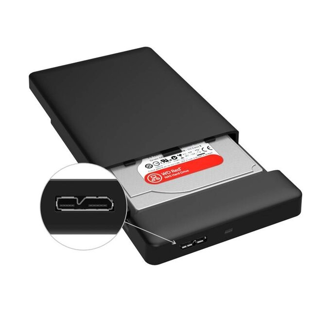 Orico 2,5'' SATA HDD/SSD Gehäuse - USB 3.0 (Micro USB) - Kunststoff - Schwarz