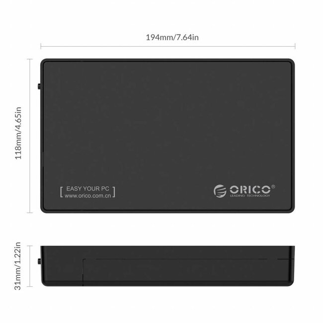 Orico 3,5'' SATA HDD Gehäuse - USB 3.0 (USB-B) / ABS / Schwarz