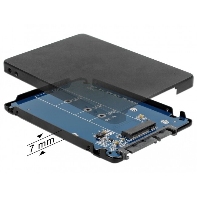 DeLOCK 2,5'' Gehäuse für M.2 SSD (max. 80mm) - SATA600 / Schwarz