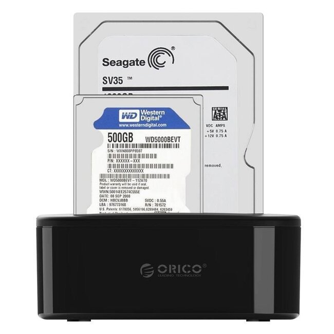 Orico Dockingstation für 2,5'' & 3,5'' SATA HDD/SSD - USB 3.0, Schwarz