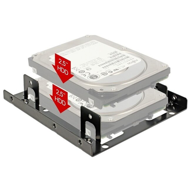 Premium 2x 2,5'' HDD/SSD auf 3,5'' Einbaurahmen / Schwarz