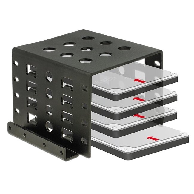 Premium 4x 2,5'' HDD/SSD auf 3,5'' Einbaurahmen / Schwarz