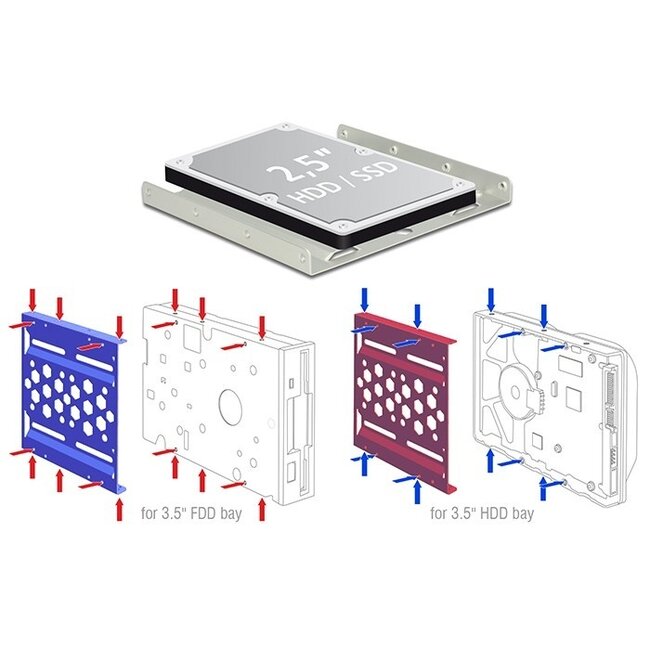 Premium 2,5'' HDD/SSD auf 3,5'' Einbaurahmen Aluminium Schwarz