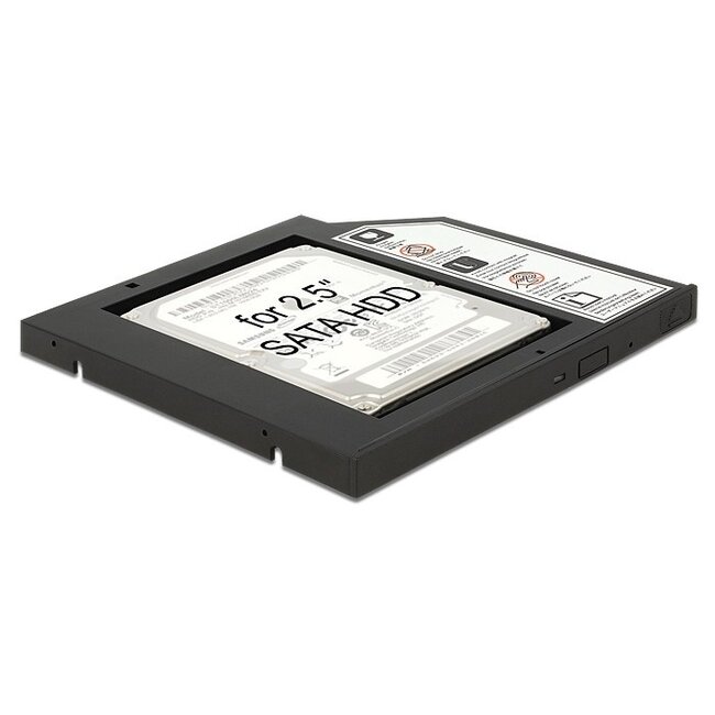 Premium 2,5'' SATA HDD/SSD auf 5,25'' Ultra Slim SATA Laufwerk (9,5mm) Caddy / Schwarz