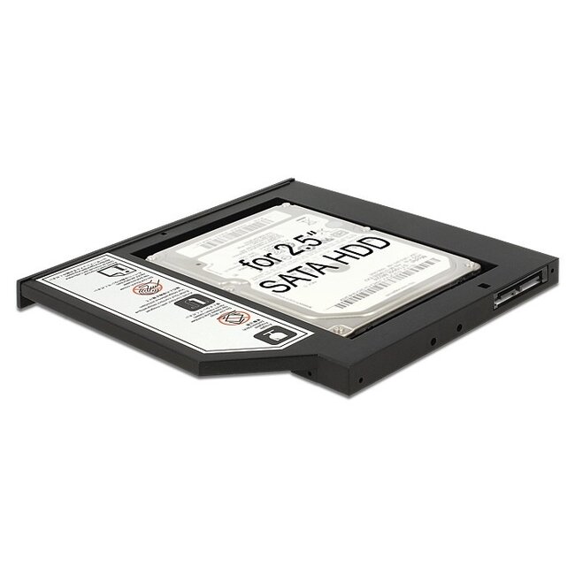 Premium 2,5'' SATA HDD/SSD auf 5,25'' Ultra Slim SATA Laufwerk (9,5mm) Caddy / Schwarz