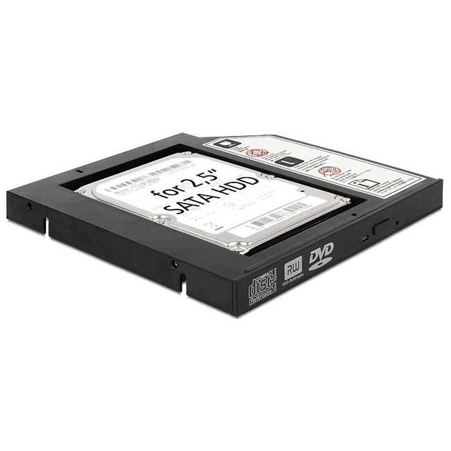 Premium 2,5'' SATA HDD/SSD auf 5,25'' Slim SATA Laufwerk (12,7mm) Caddy / Schwarz
