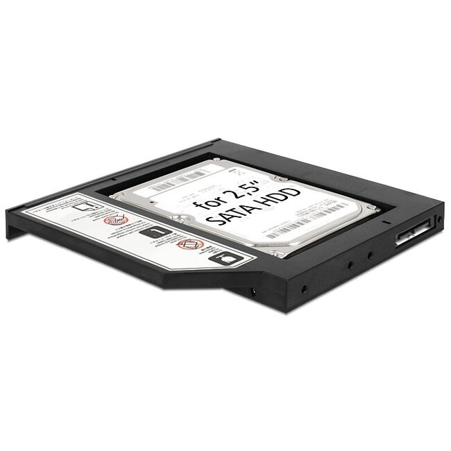 Premium 2,5'' SATA HDD/SSD auf 5,25'' Slim SATA Laufwerk (12,7mm) Caddy / Schwarz