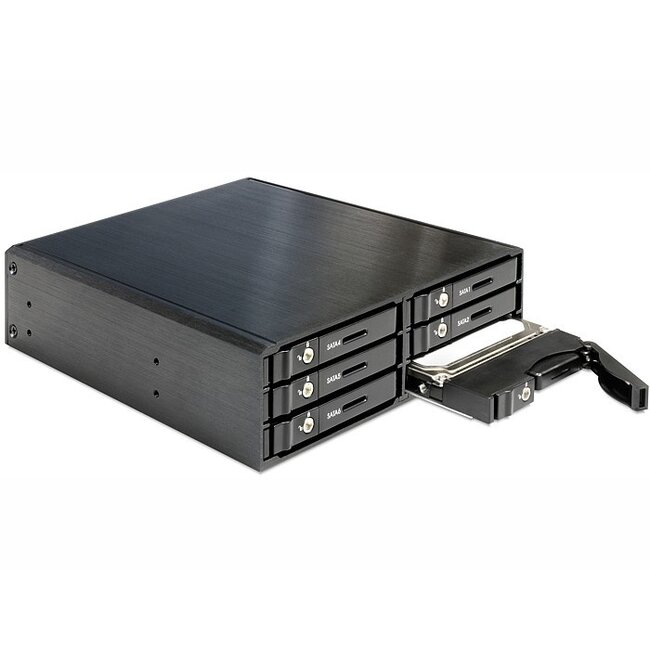Premium 6x 2,5'' HDD/SSD auf 5,25'' Slot Mobile Rack / Schwarz