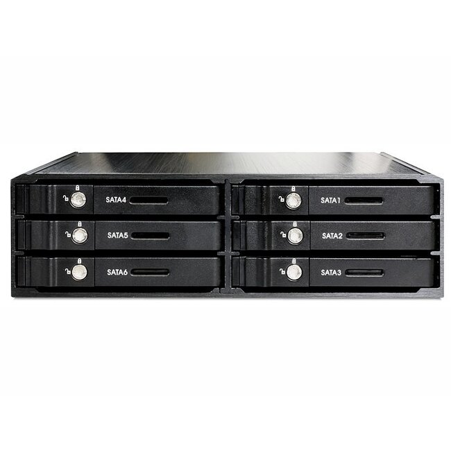 Premium 6x 2,5'' HDD/SSD auf 5,25'' Slot Mobile Rack / Schwarz