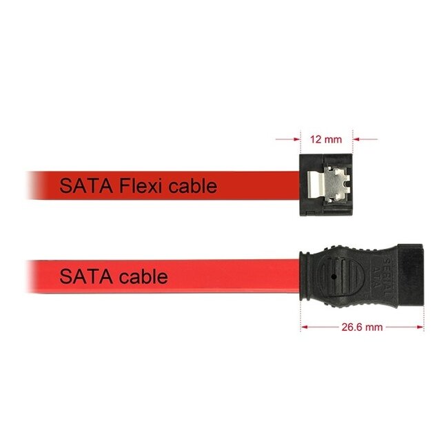 SATA FLEXI Datenkabel flach SATA600 6 Gbit/s rot 0,10 m