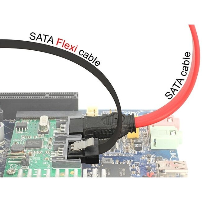 SATA FLEXI Datenkabel flach SATA600 6 Gbit/s schwarz 0,10 m