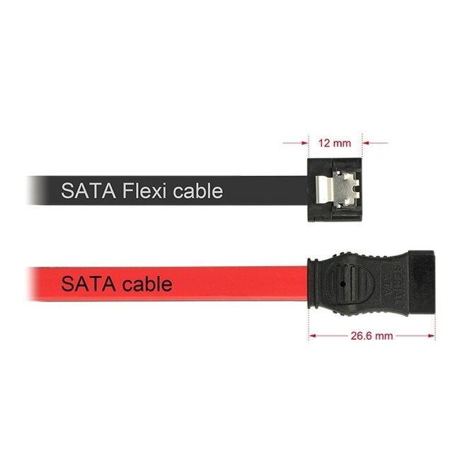 SATA FLEXI Datenkabel flach SATA600 6 Gbit/s schwarz 0,30 m