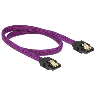 DeLOCK Premium SATA-Datenkabel Nylon SATA600 6 Gbit/s Lila 0,50 m