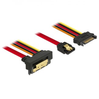 DeLOCK SATA 90° auf SATA Daten- und Stromkabel - SATA600 - 6 Gbit/s - 0,30 m