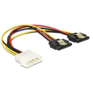 DeLOCK Molex (m) auf 2x SATA (w) Metallklemmen Splitter - 0,20 m