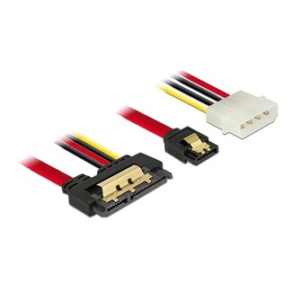 DeLOCK SATA-auf-SATA Daten- und Molex-Stromkabel - SATA600 - 6 Gbit/s / Rot - 0,30 m
